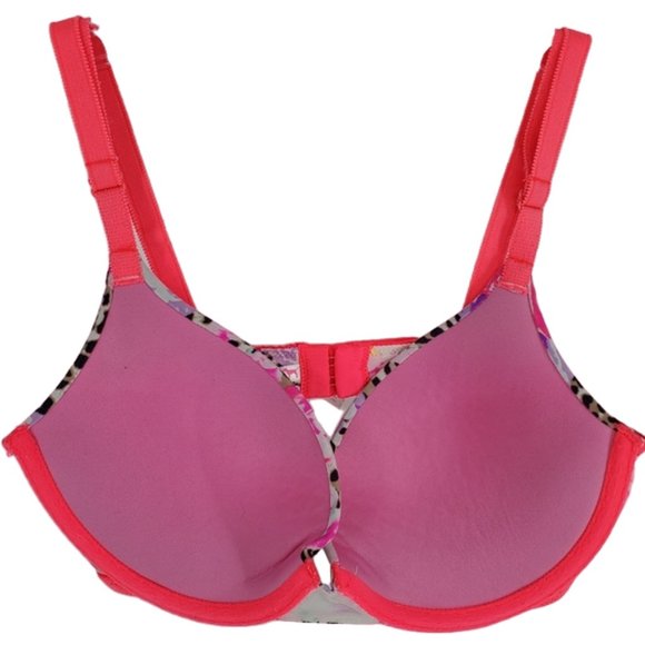 PINK Victoria's Secret Bra Wear Everywhere Push-up Pigeonnant Plunge Floral 32C - Picture 7 of 14